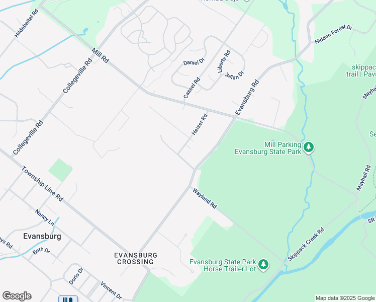 map of restaurants, bars, coffee shops, grocery stores, and more near 524 Heiser Road in Collegeville