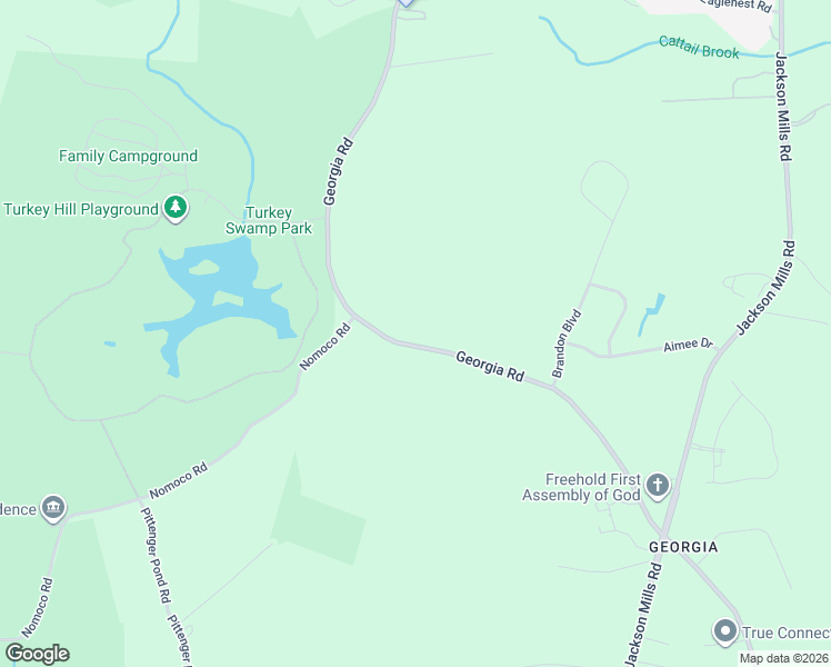 map of restaurants, bars, coffee shops, grocery stores, and more near 221 Georgia Road in Freehold