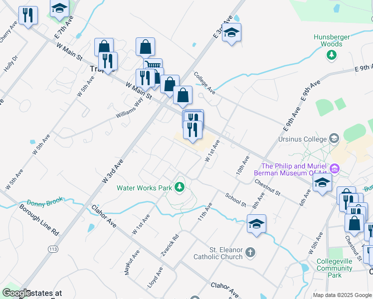 map of restaurants, bars, coffee shops, grocery stores, and more near 699 Muhlenberg Drive in Trappe