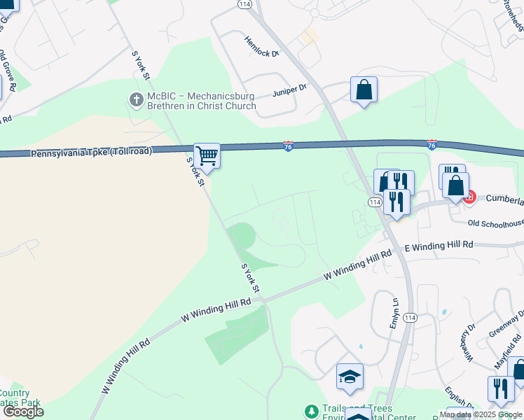 map of restaurants, bars, coffee shops, grocery stores, and more near 220 Moorefield Street in Mechanicsburg