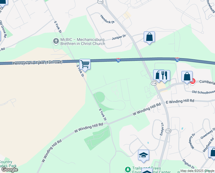 map of restaurants, bars, coffee shops, grocery stores, and more near 220 Moorefield Street in Mechanicsburg