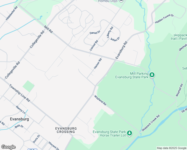 map of restaurants, bars, coffee shops, grocery stores, and more near 528 Heiser Road in Collegeville