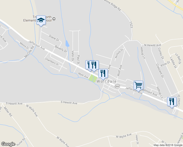 map of restaurants, bars, coffee shops, grocery stores, and more near 1 Mark Avenue in Washington