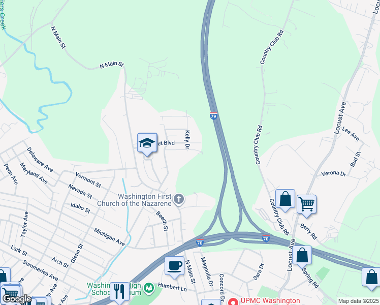 map of restaurants, bars, coffee shops, grocery stores, and more near 301 Clearfield Avenue in Washington