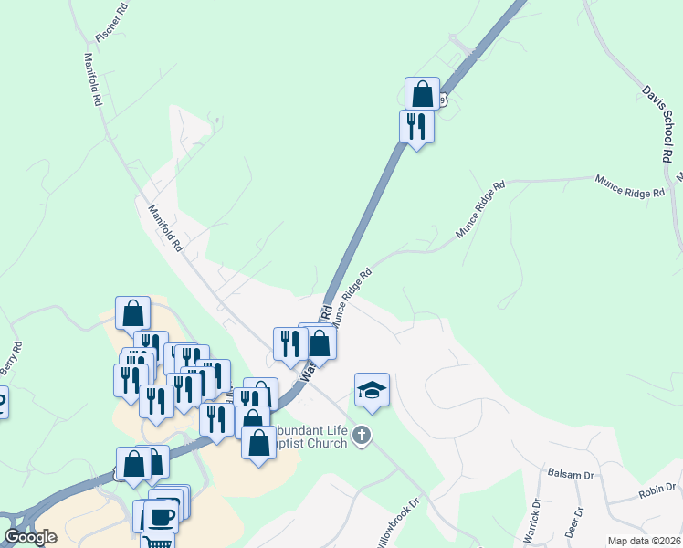 map of restaurants, bars, coffee shops, grocery stores, and more near 920 Washington Road in Washington