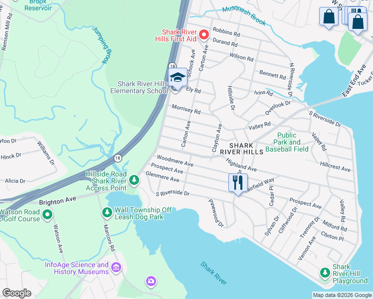 map of restaurants, bars, coffee shops, grocery stores, and more near 425 Lakewood Road in Neptune City