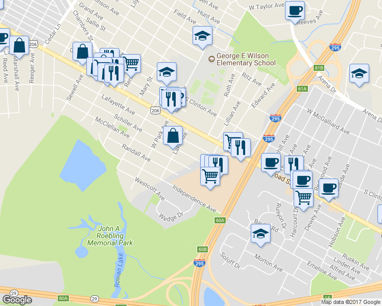 map of restaurants, bars, coffee shops, grocery stores, and more near 934 Schiller Avenue in Trenton