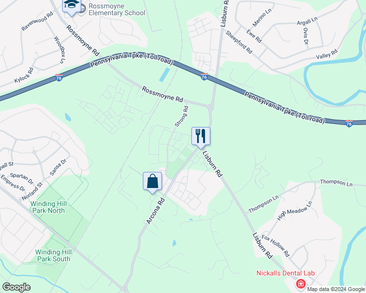 map of restaurants, bars, coffee shops, grocery stores, and more near 3227 Light Way in Mechanicsburg