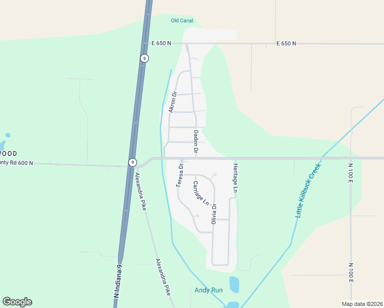 map of restaurants, bars, coffee shops, grocery stores, and more near 246 County Road 600 North in Alexandria