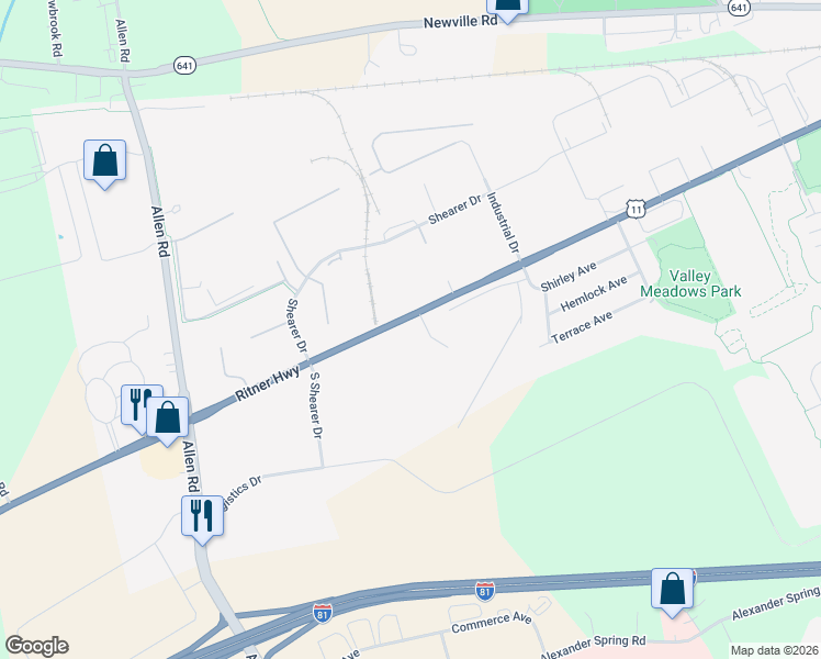 map of restaurants, bars, coffee shops, grocery stores, and more near 1710 Ritner Highway in Carlisle