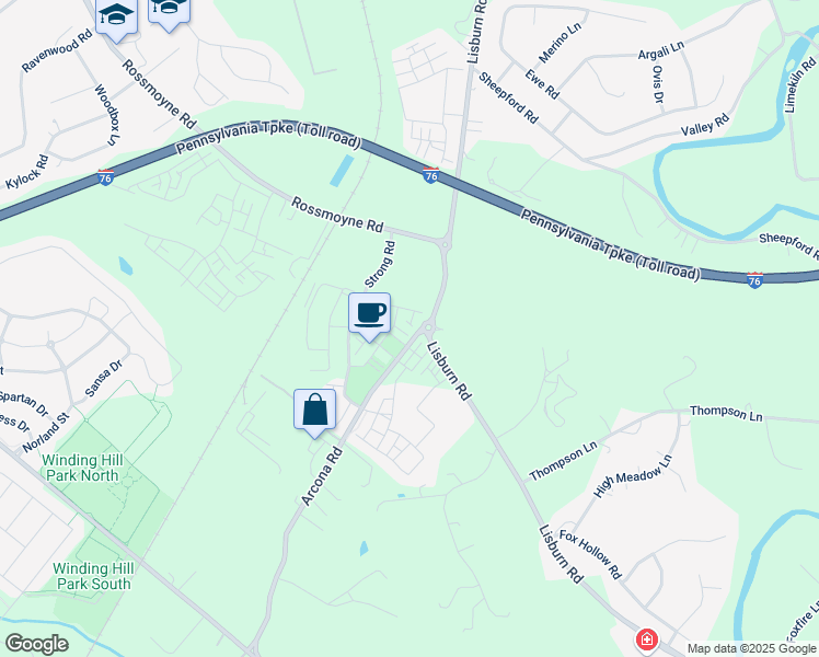 map of restaurants, bars, coffee shops, grocery stores, and more near 3212 Shultz Place in Mechanicsburg
