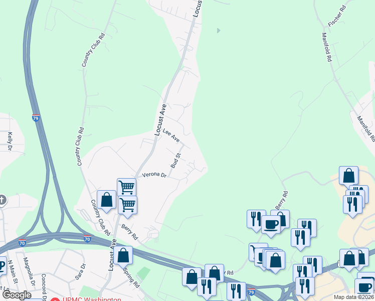 map of restaurants, bars, coffee shops, grocery stores, and more near 86 Lee Avenue in Washington