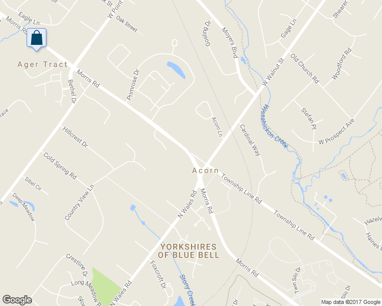 map of restaurants, bars, coffee shops, grocery stores, and more near 205 Old Morris Road in Lansdale