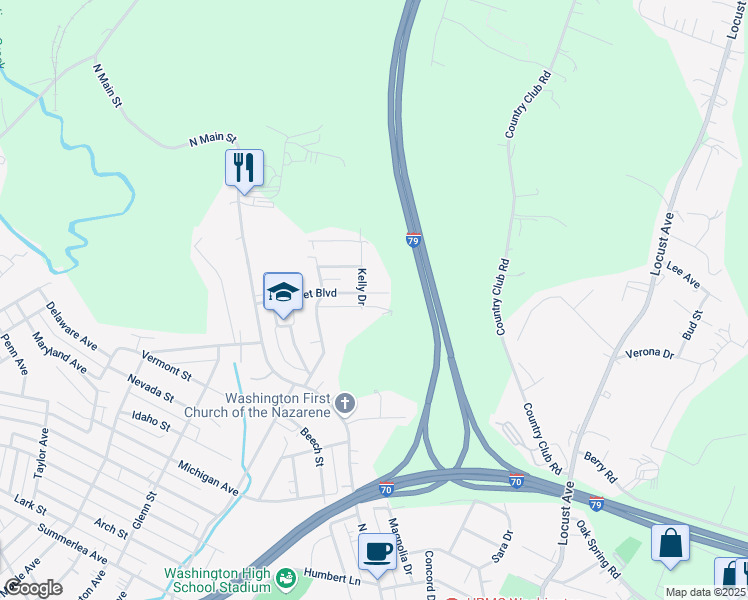 map of restaurants, bars, coffee shops, grocery stores, and more near 301 Clearfield Avenue in Washington