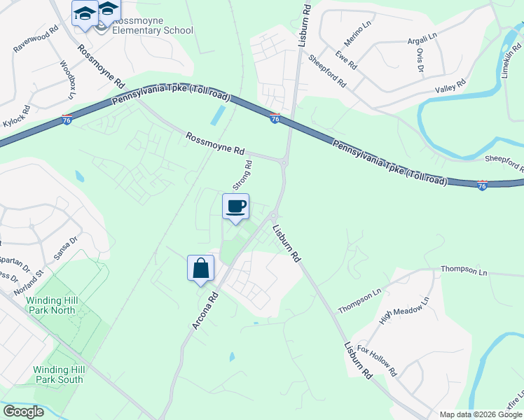 map of restaurants, bars, coffee shops, grocery stores, and more near 3212 Shultz Place in Mechanicsburg