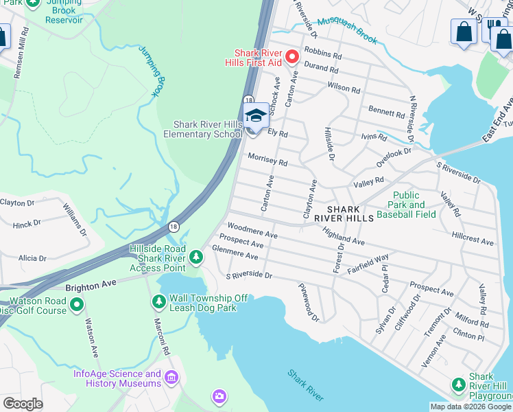 map of restaurants, bars, coffee shops, grocery stores, and more near 425 Lakewood Road in Neptune City