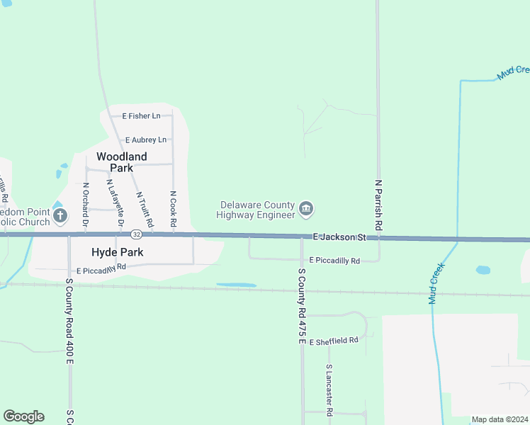 map of restaurants, bars, coffee shops, grocery stores, and more near 7524 East Jackson Street in Muncie
