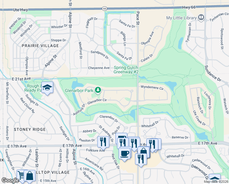 map of restaurants, bars, coffee shops, grocery stores, and more near 1911 Lotus Court in Longmont