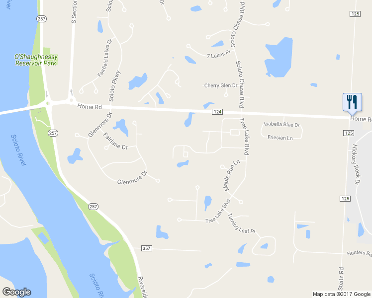 map of restaurants, bars, coffee shops, grocery stores, and more near 4929 Golf Village Drive in Powell