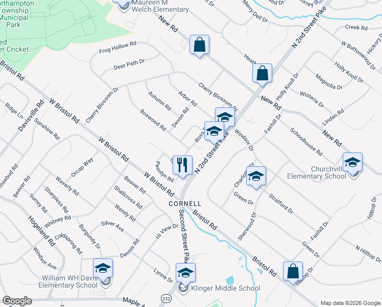 map of restaurants, bars, coffee shops, grocery stores, and more near 78c North 2nd Street Pike in Southampton
