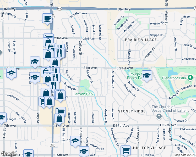 map of restaurants, bars, coffee shops, grocery stores, and more near 2006 McCall Place in Longmont