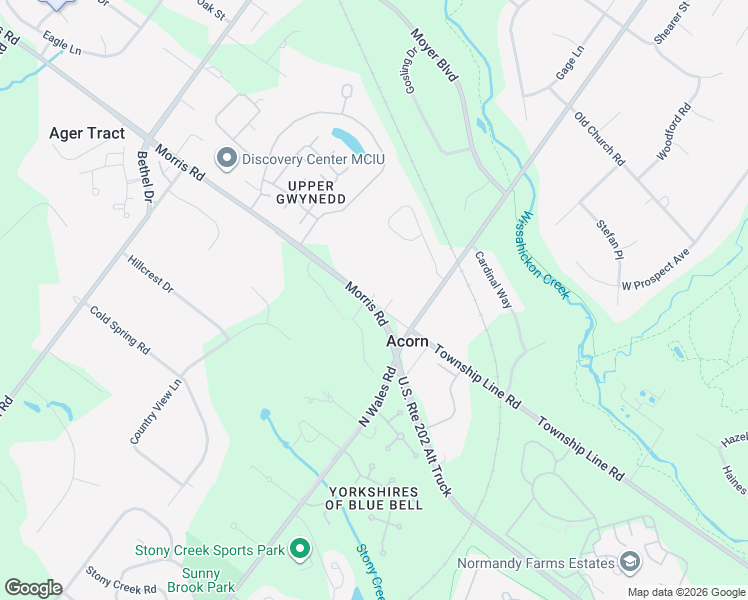 map of restaurants, bars, coffee shops, grocery stores, and more near 2520 Morris Road in Lansdale