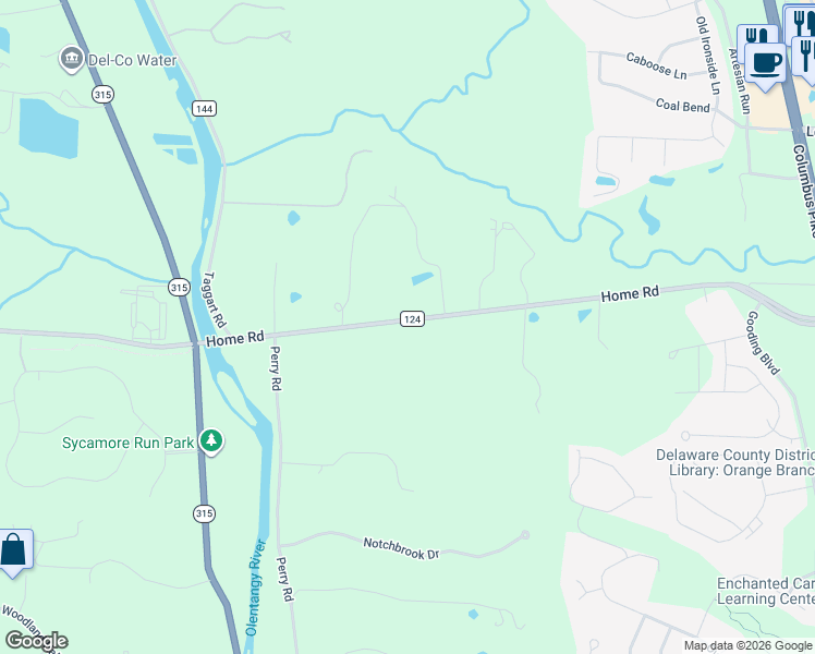 map of restaurants, bars, coffee shops, grocery stores, and more near 813 Home Road in Delaware