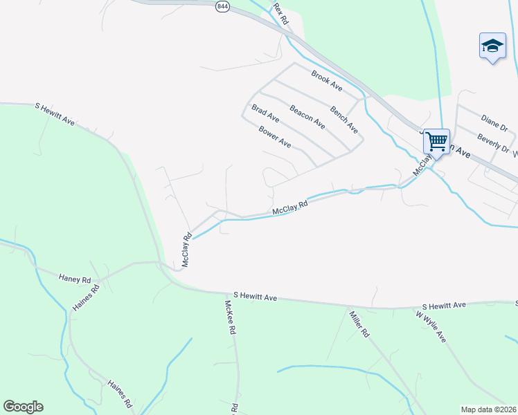 map of restaurants, bars, coffee shops, grocery stores, and more near 195 McClay Road in Washington