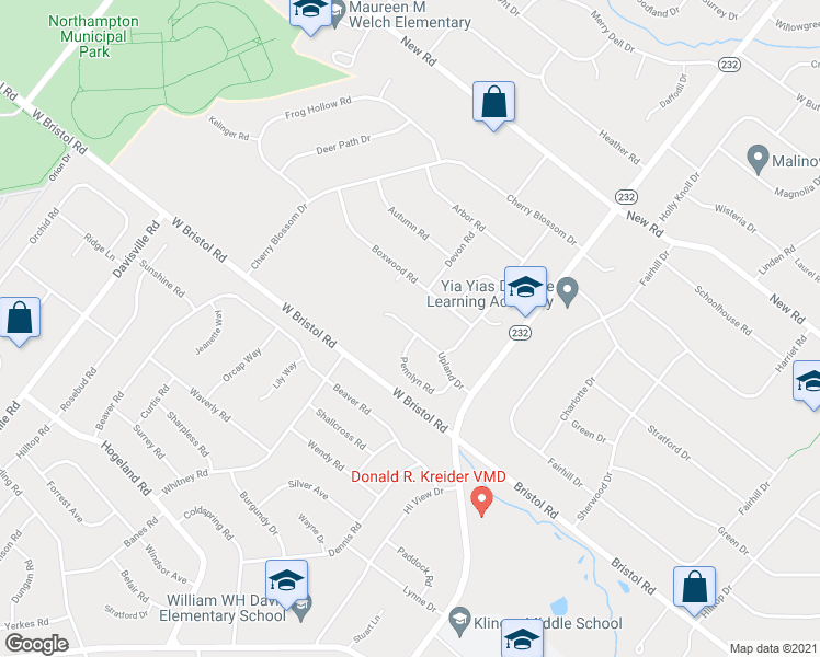 map of restaurants, bars, coffee shops, grocery stores, and more near 99 Upland Drive in Southampton