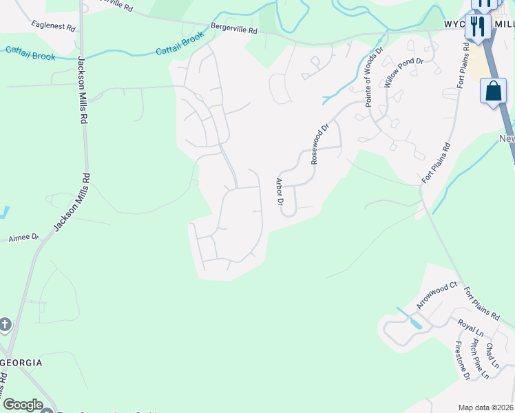 map of restaurants, bars, coffee shops, grocery stores, and more near 44 Dunberry Drive in Freehold