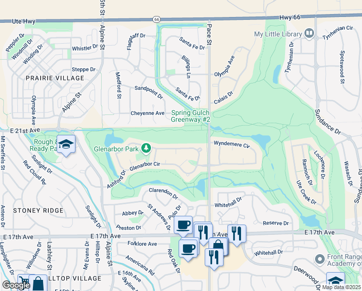 map of restaurants, bars, coffee shops, grocery stores, and more near 831 Glenarbor Circle in Longmont