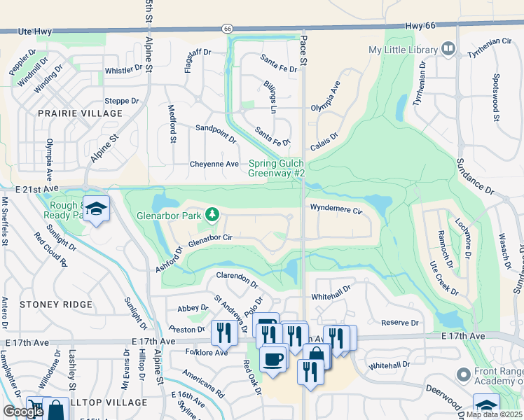 map of restaurants, bars, coffee shops, grocery stores, and more near 831 Glenarbor Circle in Longmont