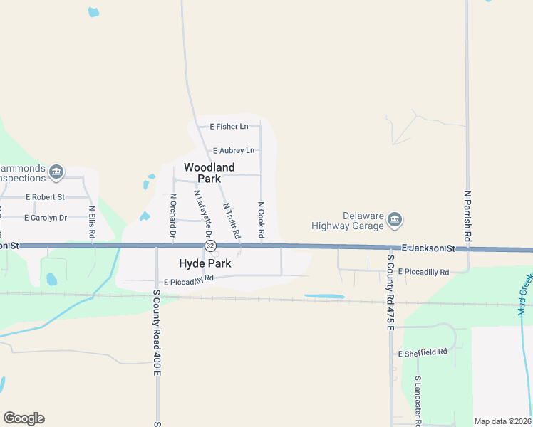 map of restaurants, bars, coffee shops, grocery stores, and more near 205 North Cook Road in Muncie