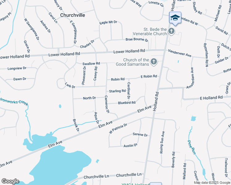 map of restaurants, bars, coffee shops, grocery stores, and more near 42 Starling Road in Holland