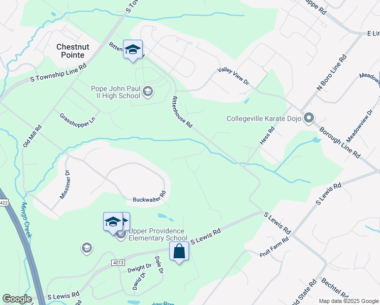 map of restaurants, bars, coffee shops, grocery stores, and more near 406 Emmett Court in Royersford