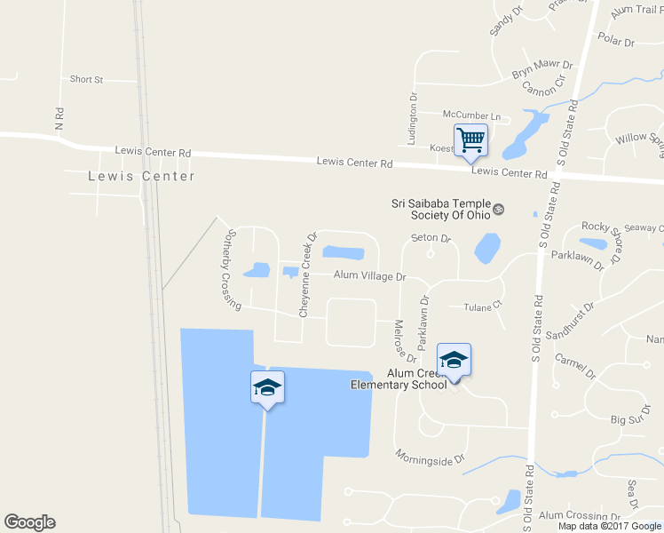 map of restaurants, bars, coffee shops, grocery stores, and more near 2059 Alum Village Drive in Lewis Center