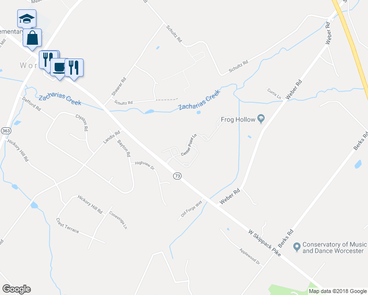 map of restaurants, bars, coffee shops, grocery stores, and more near 162 Hedge Row Circle in Lansdale
