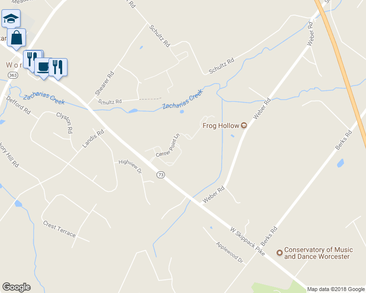 map of restaurants, bars, coffee shops, grocery stores, and more near 171 Meadow View Lane in Lansdale