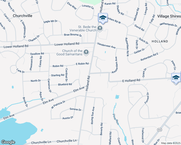 map of restaurants, bars, coffee shops, grocery stores, and more near 5 Marquis Ridge in Churchville
