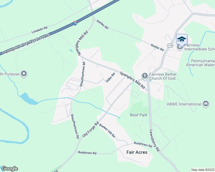 map of restaurants, bars, coffee shops, grocery stores, and more near 114 Diller Road in New Cumberland