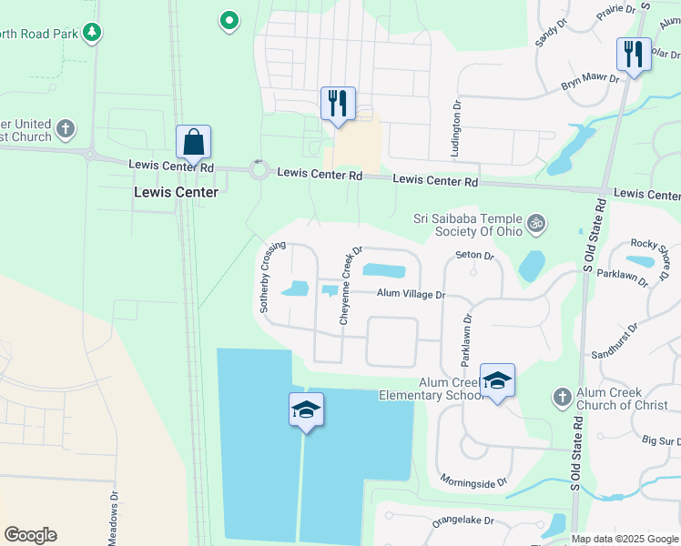 map of restaurants, bars, coffee shops, grocery stores, and more near 6188 Cheyenne Creek Drive in Lewis Center