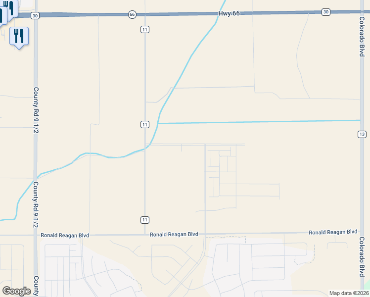 map of restaurants, bars, coffee shops, grocery stores, and more near 5186 Gardner Parkway in Longmont