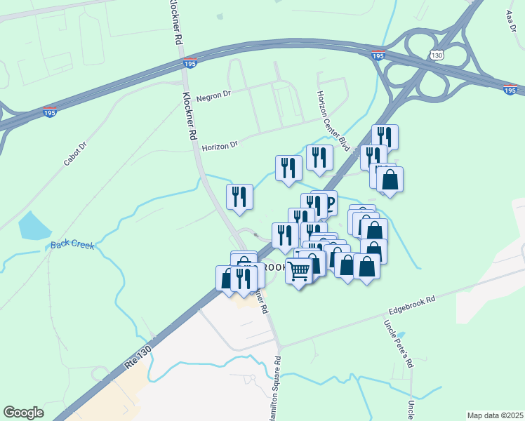 map of restaurants, bars, coffee shops, grocery stores, and more near 8 in Hamilton Township