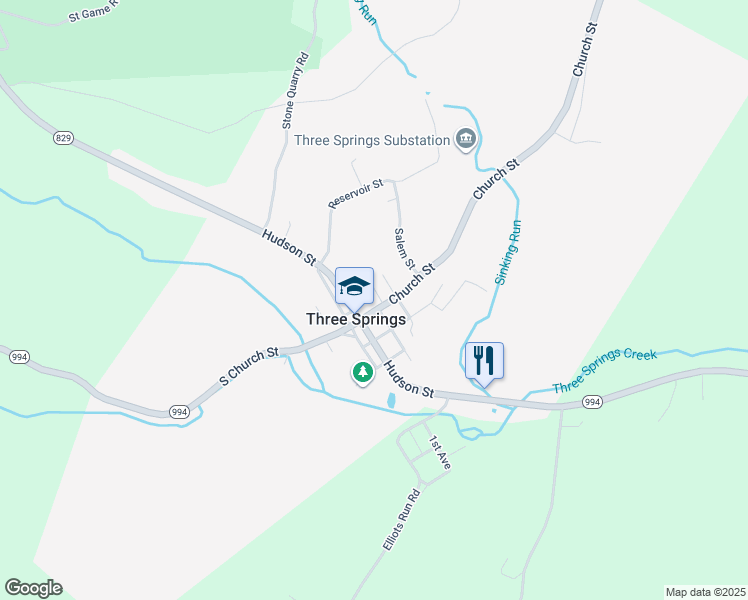 map of restaurants, bars, coffee shops, grocery stores, and more near 21298 Church Street in Three Springs