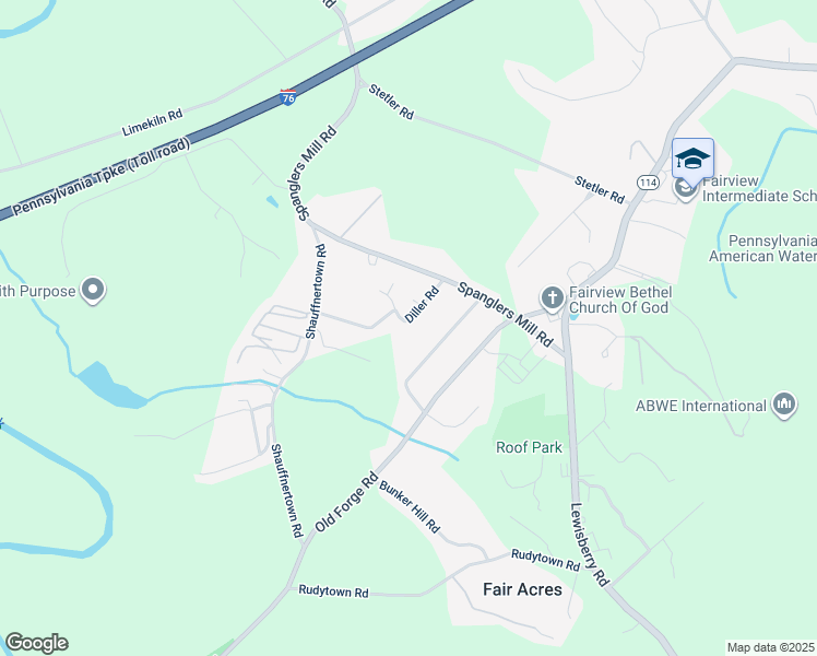 map of restaurants, bars, coffee shops, grocery stores, and more near 114 Diller Road in New Cumberland