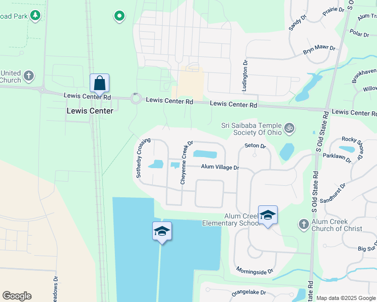 map of restaurants, bars, coffee shops, grocery stores, and more near 2059 Alum Village Drive in Lewis Center