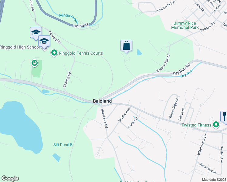map of restaurants, bars, coffee shops, grocery stores, and more near 810 Dry Run Road in Monongahela