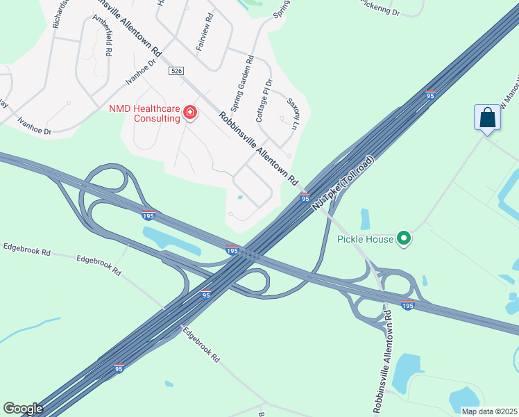 map of restaurants, bars, coffee shops, grocery stores, and more near Hickory Way in Trenton