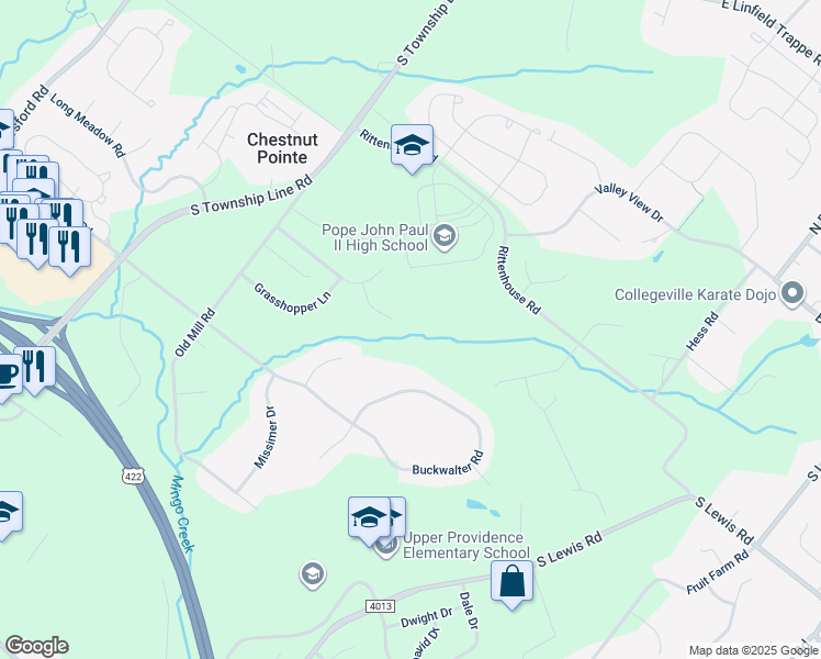 map of restaurants, bars, coffee shops, grocery stores, and more near 5 Dorothy Cir in Royersford