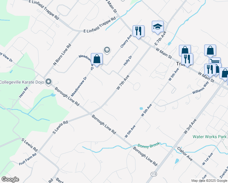 map of restaurants, bars, coffee shops, grocery stores, and more near in Trappe